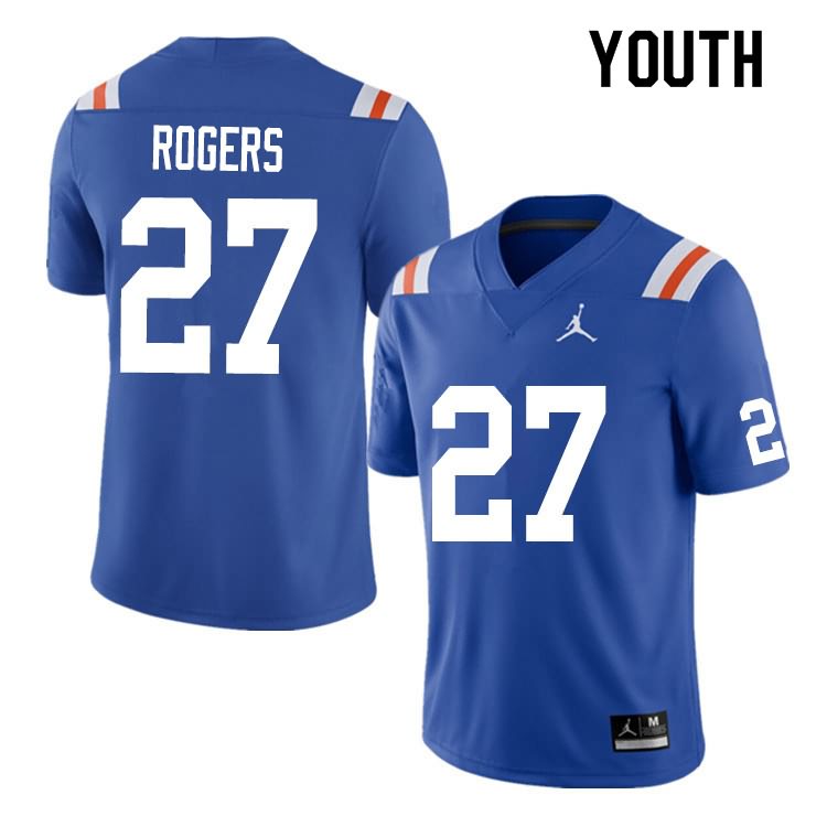 Youth NCAA Florida Gators Jahari Rogers #27 Stitched Authentic Nike Blue Throwback College Football Jersey FQL4465YR